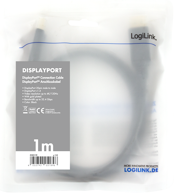 Actual product image LogiLink DisplayPort — DisplayPort (2 m, DisplayPort)