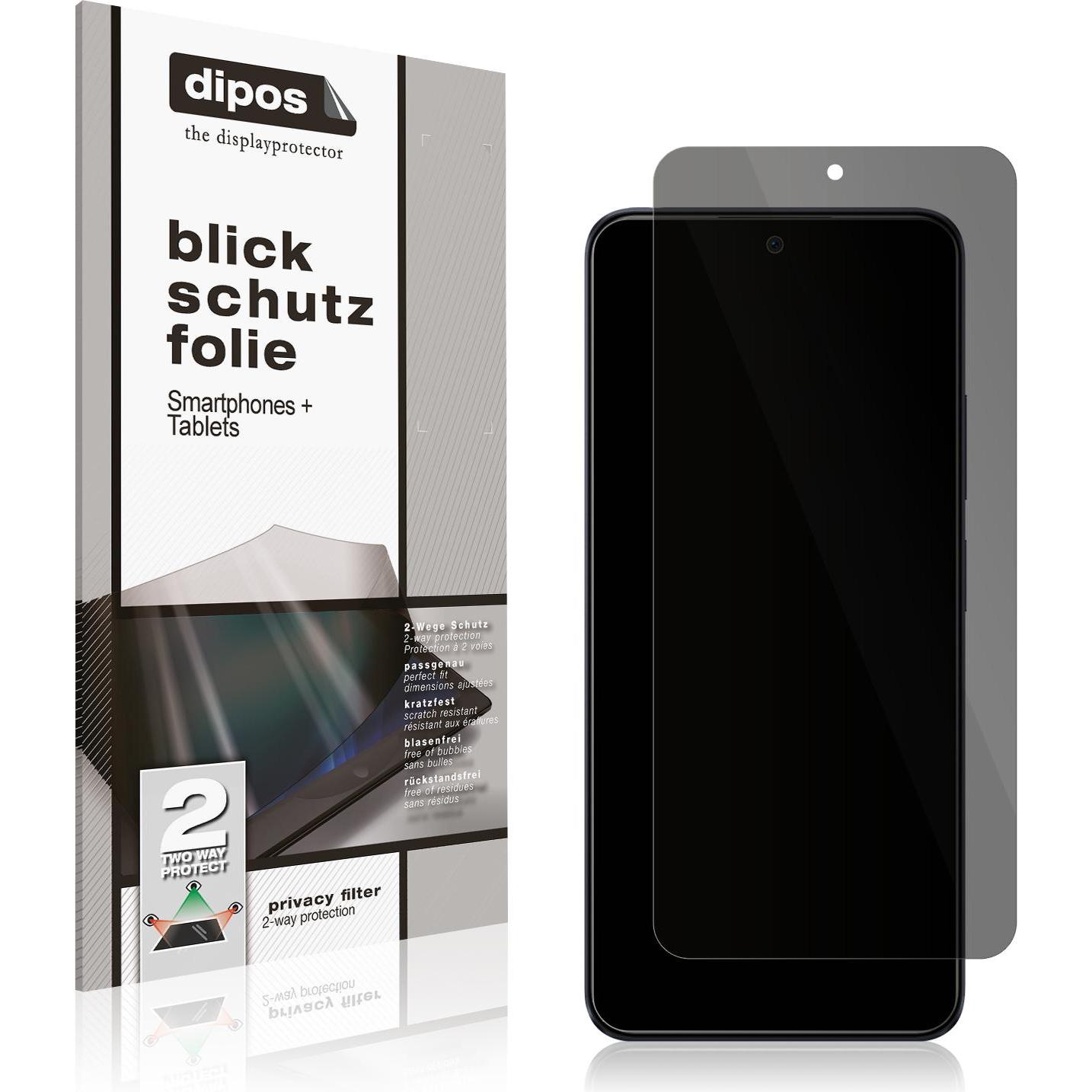 Dipos Blickschutzfolie 2-Way Anti-Shock (1 Stück, Xiaomi Redmi Note 12 5G), Smartphone Schutzfolie, Transparent