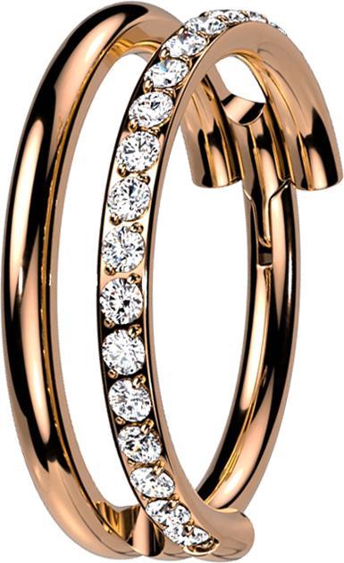 Produktbild Star Piercing Micro Segmentring klappbar rosegold zwei Ringe reihe Kristalle (Titan, ohne Messing)