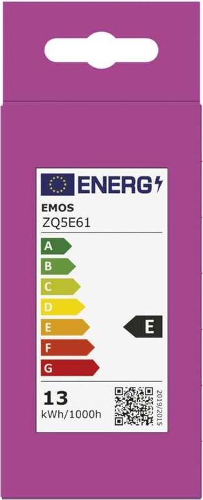 Label énergétique Emos Lampe LED Classic A60 / E27 / 13 W (100 W) / 1521 lm / Blanc chaud (E27, 13 W, 1521 lm, 1 x, E)