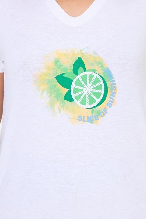 Produktbild Ulla Popken T-Shirt, Limonen, A-Linie, V-Ausschnitt, Halbarm (58)