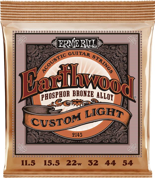 Ernie Ball String Set, Acoustic, Earthwood Phosphor Bronze, Custom Ligh (6x, Guitar, 0.05")