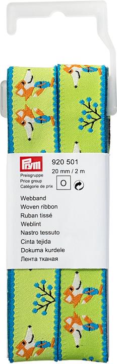 Prym Ruban tissé renard, vert, orange 20 mm, coupon 2 m avec crochet