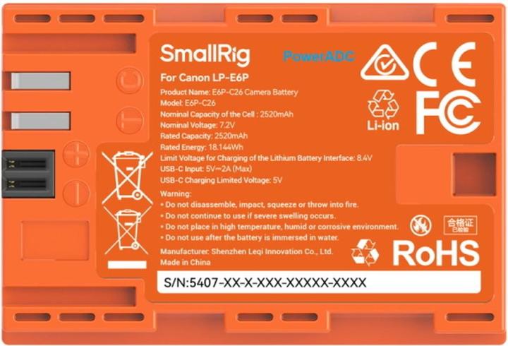 Actual product image SmallRig Digitalkamera-Akku LP-E6P, Akkutyp: Lithium-Ion (Li-Ion) (Camera battery)