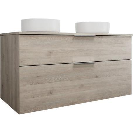 burgbad, Badmöbelset, Eqio Keramik-Aufsatzwaschtische links und rechts, rund, inklusive Waschtischunterschrank, Br