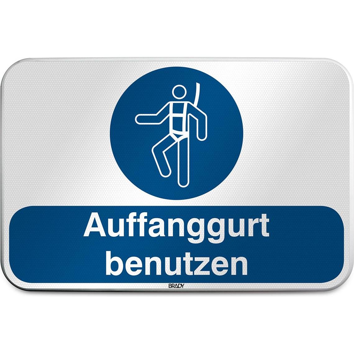 Brady, Segnaletica di sicurezza, M/M018/DE200/RLFBD-600X400-1, Cartello di sicurezza ISO - Utilizzare l'imbracatura di sicurezza,