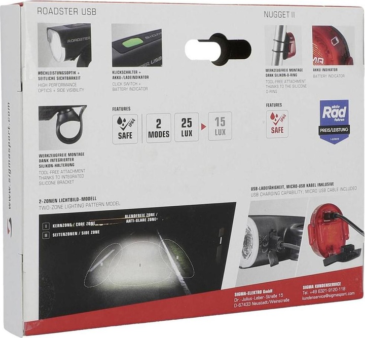 Produktbild Sigma Sport Roadster Beleuchtungs Set USB/Nugget II