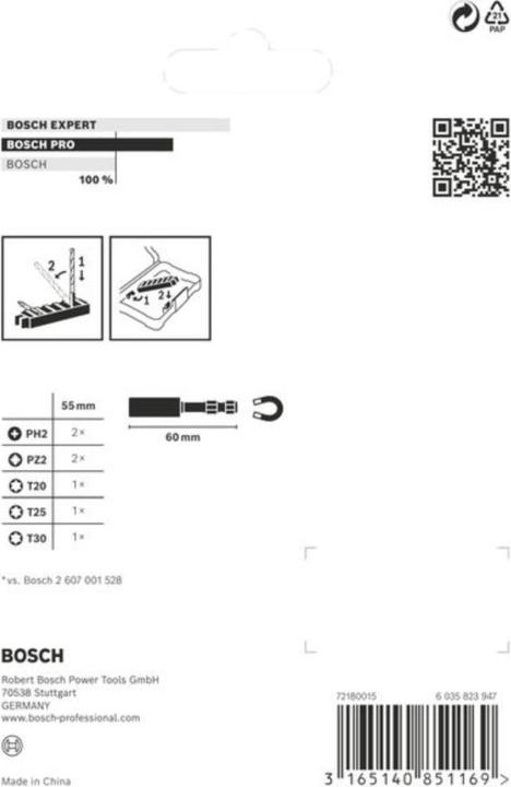 Actual product image Bosch Professional Zubehör Screwdriver bit Impact Control Power Bit Pack, 8 pcs. T20, T25, T30, 2x PH2, 2x PZ2 (Hexagon socket TX)