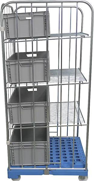 Immagine prodotto ESB Rollcontainer con ripiano inclinato, 3 lati, blu. (500 kg)