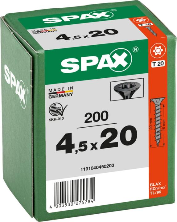 Immagine prodotto Spax Svasato Multitesta T-Star Plus T20 Completamente Filettato Nero Zincato (200 Viti per pezzo)