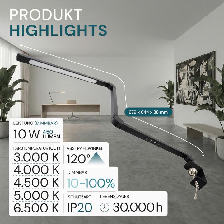 Actual product image Luxula LED desk lamp with clip (450 lm)