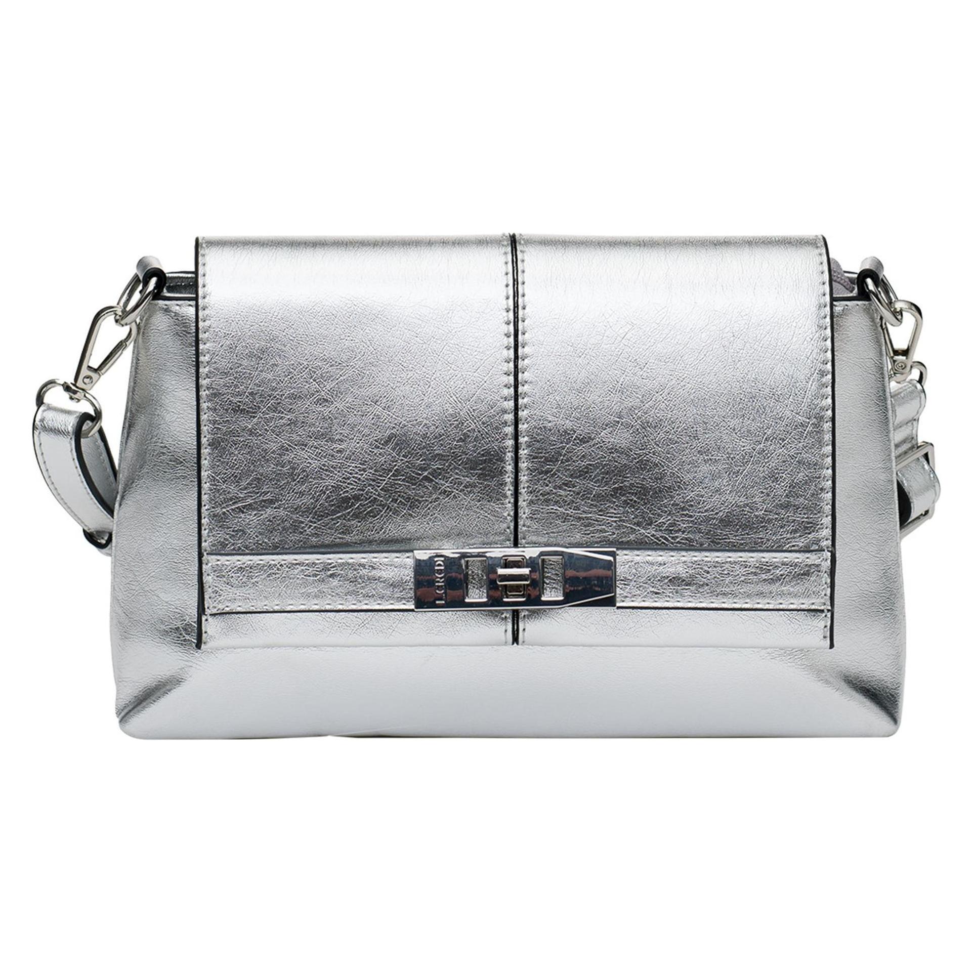L.Credi, Damen, Handtasche, Pamela Schultertasche 26 Cm, Silber