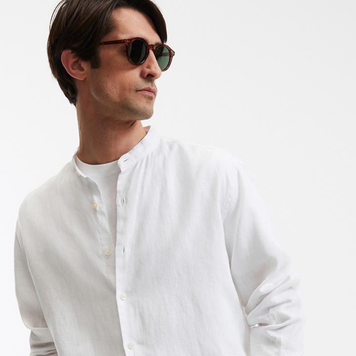 Image du produit La Redoute Collections Chemise droite en lin Signature avec col montant (L)