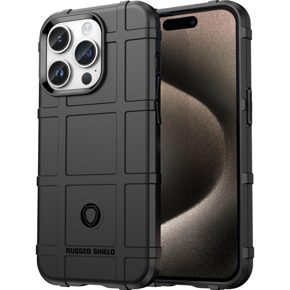 Screenguard Apple iPhone 15 Pro Rugged Shield Hülle (Apple iPhone 15 Pro), Smartphone Hülle, Schwarz