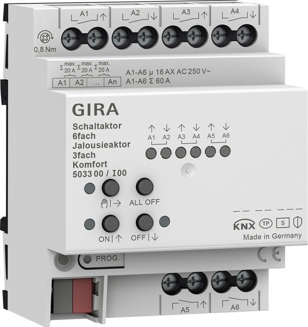 Actual product image Gira 503300 6f/3f 16 A REG Kmf KNX Secure switching/shutter actuator (Shutter actuator)