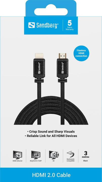 Image du produit Sandberg HDMI (Typ A) — HDMI (Typ A) (3 m)
