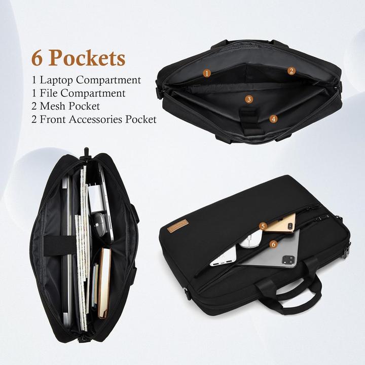 Produktbild Only-Bags.Store Laptoptasche Aktentasche für Laptop erweiterbar wasserdicht (16")