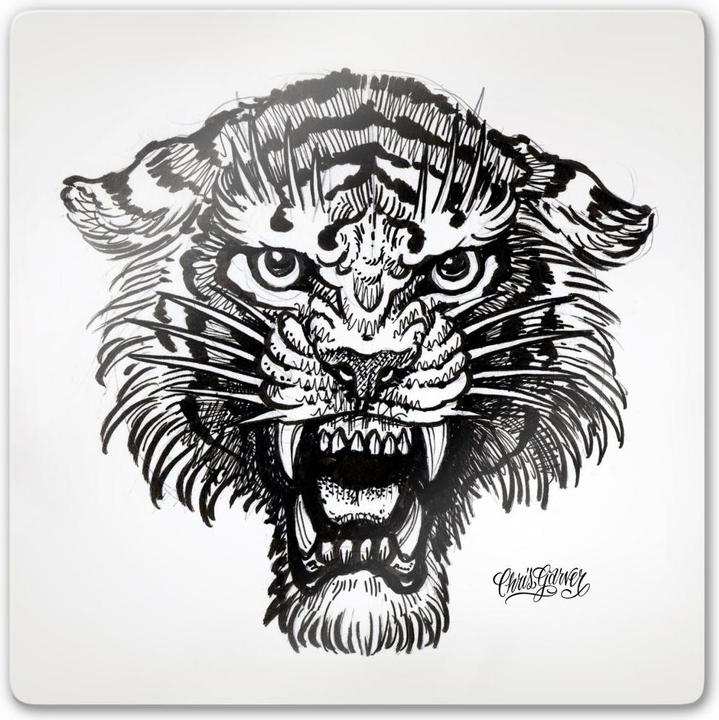Produktbild Miami Ink Tiger s/w (20 x 20 cm)