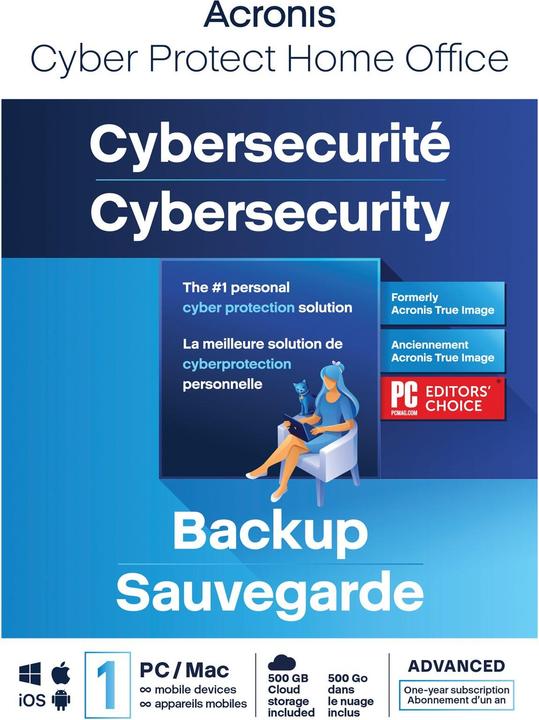 Energie-Label Acronis Cyber Protect Home Office Advanced - Subscription licence (1 year) - 1 computer, 500 GB clou (1 User, 12 Monate)