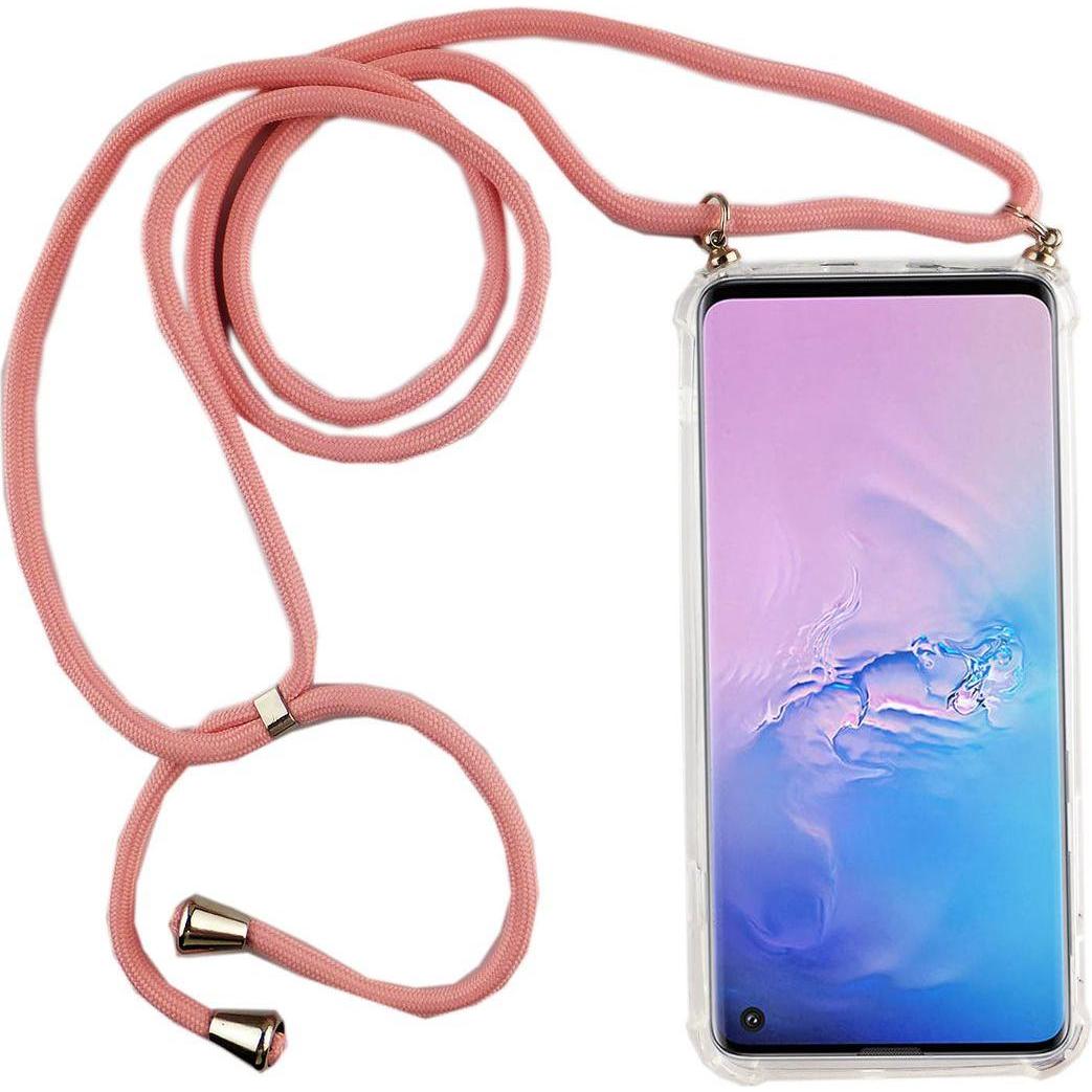 König Design Handykette für Samsung Galaxy S10 mit Band Case zum umhängen mit Kordel Rosa Neu, Handykette, Transparent