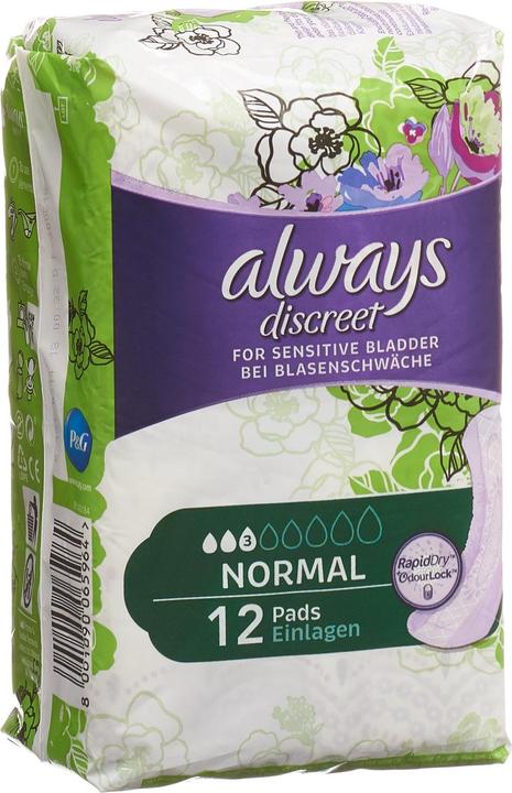 Actual product image Always Discreet Incontinence Pads Normal (12 x, Regular)