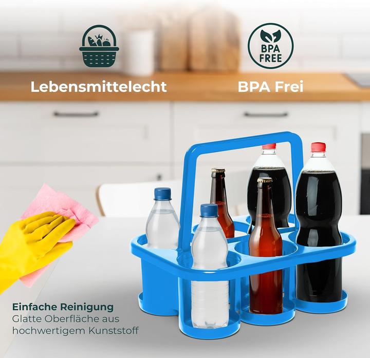 Immagine prodotto Novaliv 4X Flaschenträger für 24 Flaschen - Stabiler Halt - Getränkekorb Kunststoff, Stapelbar, 32x2