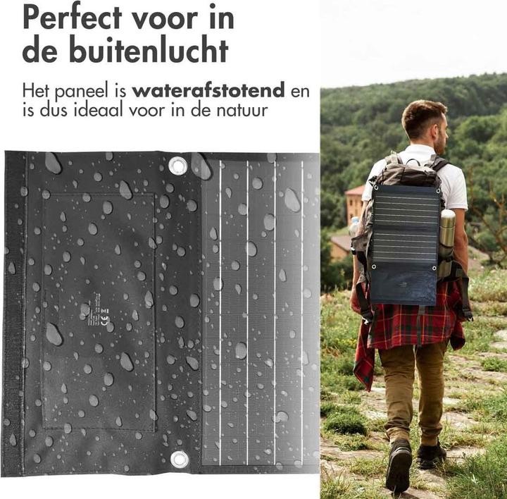 Actual product image iMoshion Opvouwbaar Universeel Zonnepaneel - Powerbank Zonnenergie 21 Watt - Draagbaar (21 W)