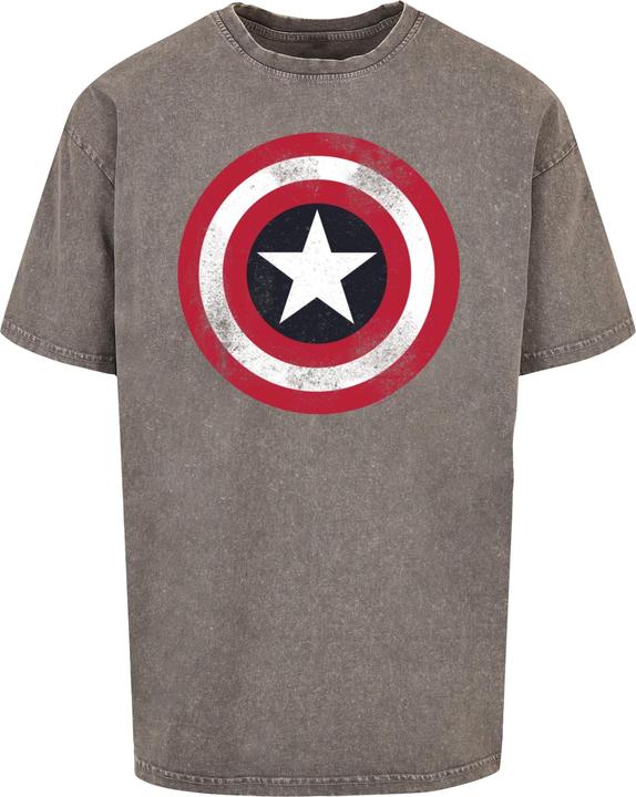 Produktbild Absolute Cult Avengers - Captain America Distressed Shield Acid Washed Oversize Tee - 114967 (3XL)