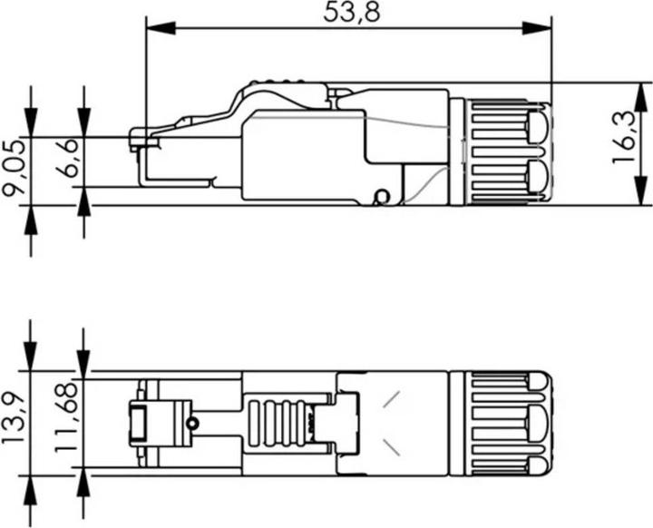 Produktbild Telegärtner Stecker, TP/RJ45, Feldkonfektionierbar, CAT6A, MFP8-IE T568B, 5,5-10mm Kabeldurchmesser