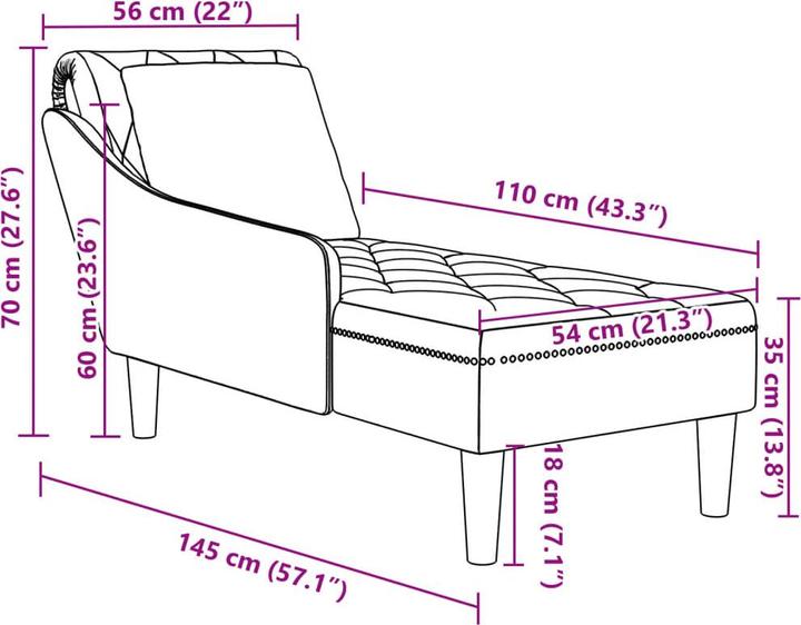 Produktbild VidaXL Chaiselongue Lounge Sofa Recamiere mit Rechter Armlehne Kunstleder