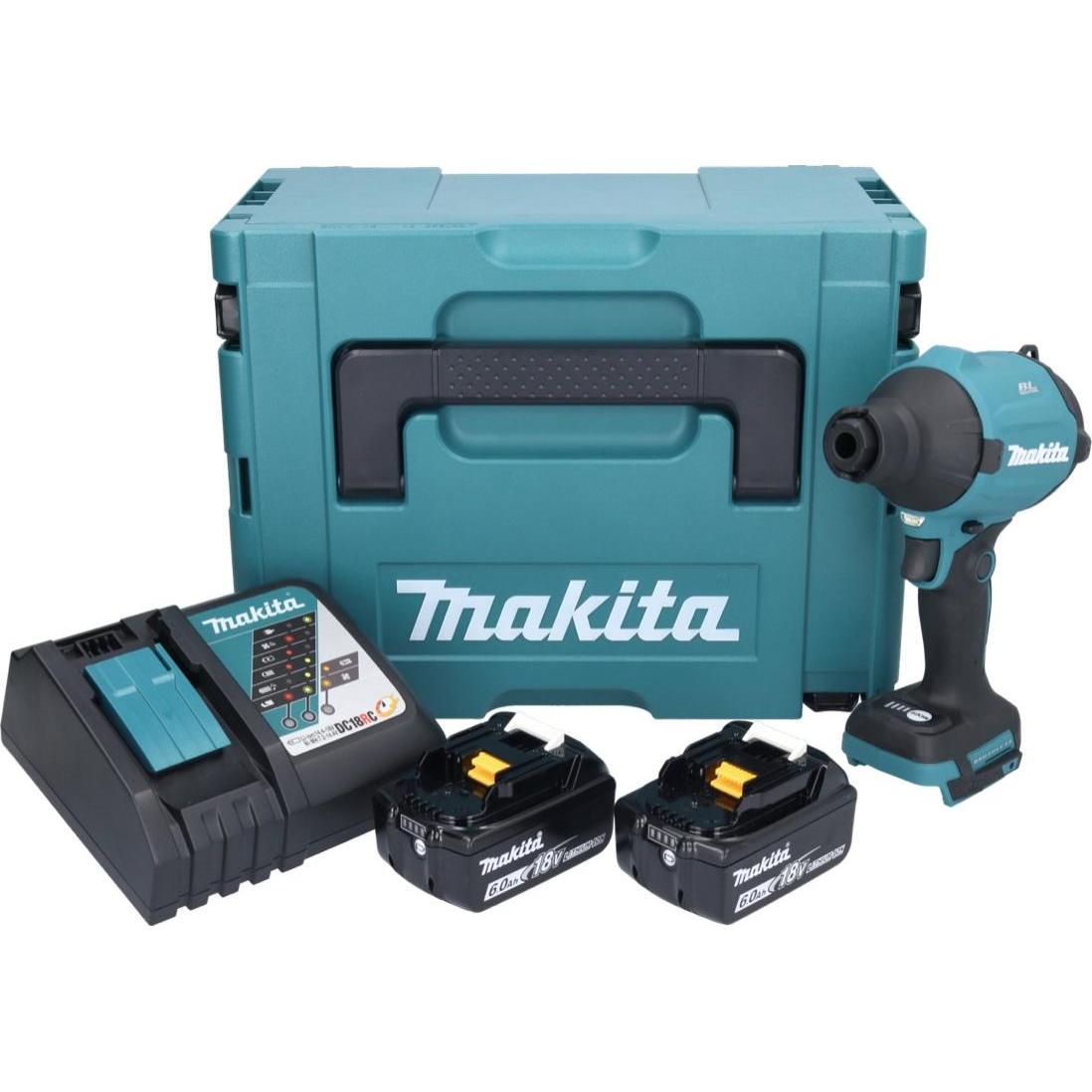 Thumbnail - Makita, Laubsauger + Laubbläser, DAS 180 RGJ Akku Gebläse 18 V Brushless + 2x Akku 6,0 Ah + Ladegerät + Makpac (Akkube...