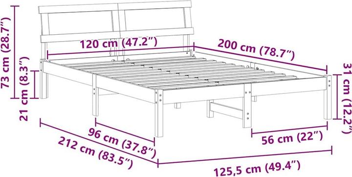 Image du produit vidaXL Bettrahmen (120 x 200 cm)