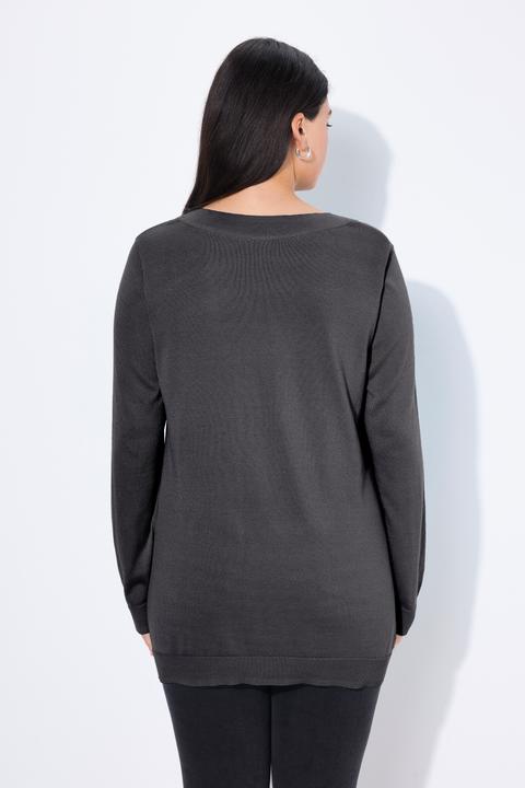 Produktbild Ulla Popken Pullover, V-Ausschnitt, Langarm, weicher Feinstrick (42, 44)