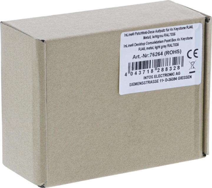 Actual product image InLine Patch field socket surface mount for 4x Keystone RJ45
