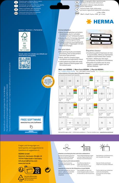 Productafbeelding HERMA A4 etiketten voor hangmappen