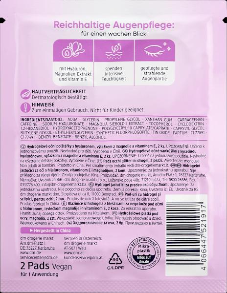 Nutritional values and ingredients dm Balea Eye Pads Hydrogel Glitter