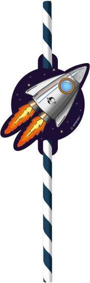Amscan 8 Trinkhalme Space Party Papier (6 x)