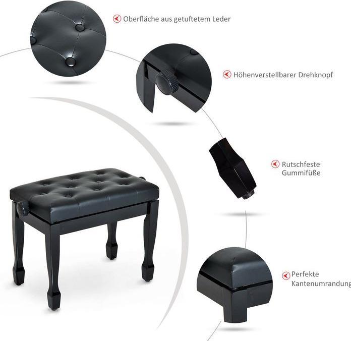 Actual product image Swisshandel24 Piano stool Piano bench Cosmetic stool height-adjustable Stool for practising musical instruments