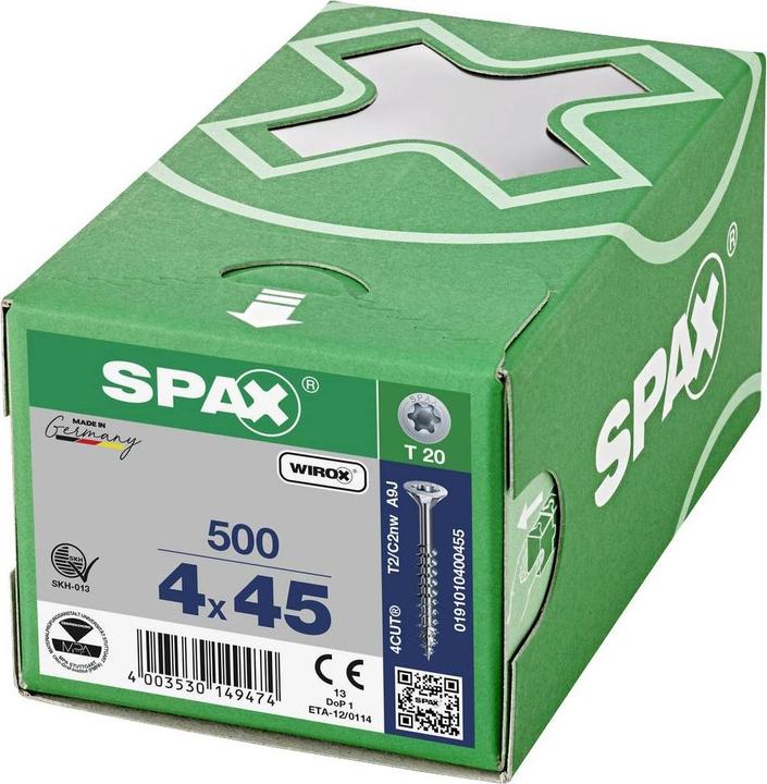 Produktbild Spax Senkmultikopf T-Star Plus T20 Teilgewinde Wirox (500 Schrauben pro Stück, 4 x 45 mm)