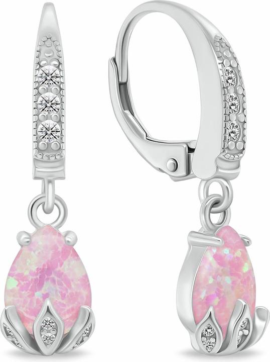 Immagine prodotto Brilio Silver - Charming silver earrings with pink opals EA929WP (Argento)