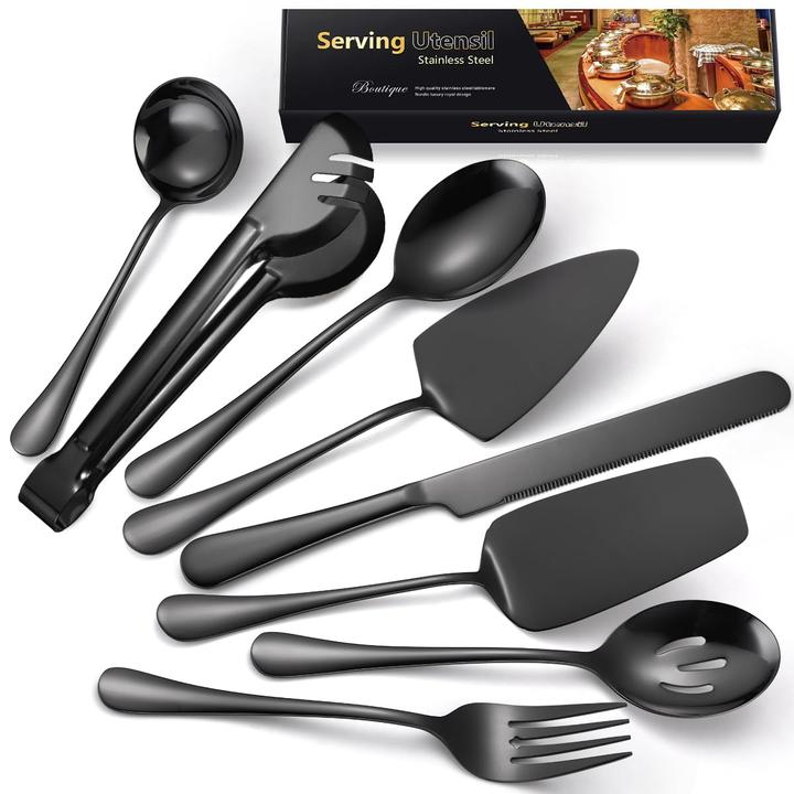 Actual product image Aarainbow 8-teiliges Servierbesteck-Set für Buffet (Cake server, Serving fork, Serving spoon, Serving tongs, Tart knife)