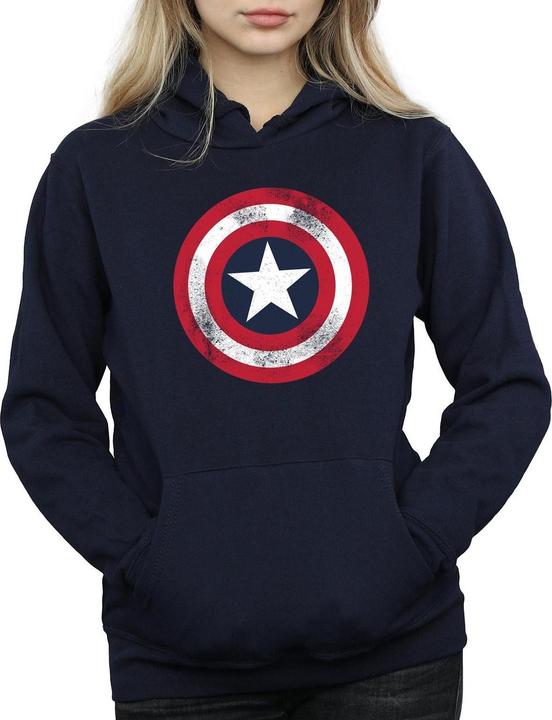 Actual product image Womens/Ladies Captain America Distressed Shield Hoodie (XXL)
