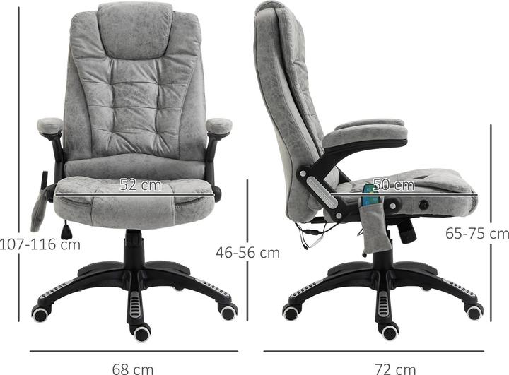 Actual product image Vinsetto Massagestuhl Technologiegewebe (100% Polyester), Schaumstoff Grau (46 - 56 cm)
