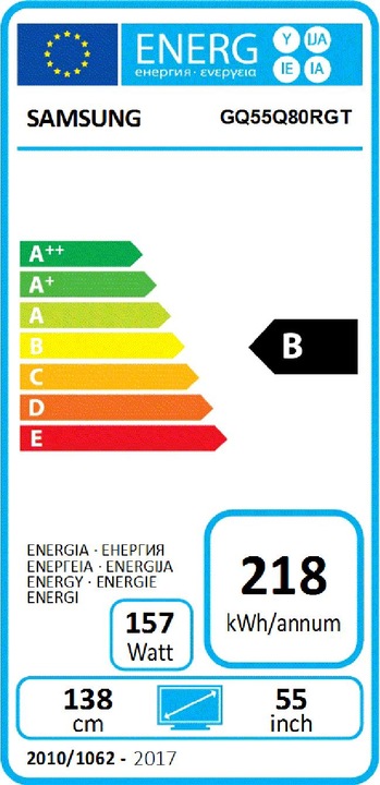 Label énergétique Samsung GQ55Q80RGTXZG (55", QLED, 4K, 2019)