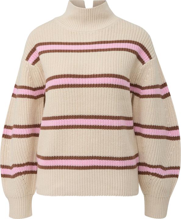 Produktbild s.Oliver Strickpullover Relaxed Fit Strickpullover mit Streifenmuster und Stehkragen (38)