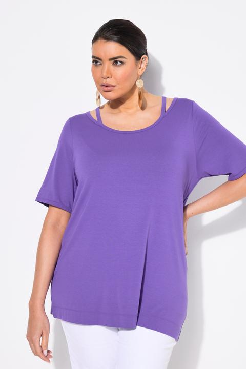 Immagine prodotto Ulla Popken T-shirt classica con apertura, scollo a girocollo e mezze maniche (62)