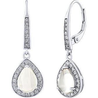 Silvego, Ohrringe, BRISA Silver Earrings with Moonstone and Brilliance Zirconia JJJ1141EMS