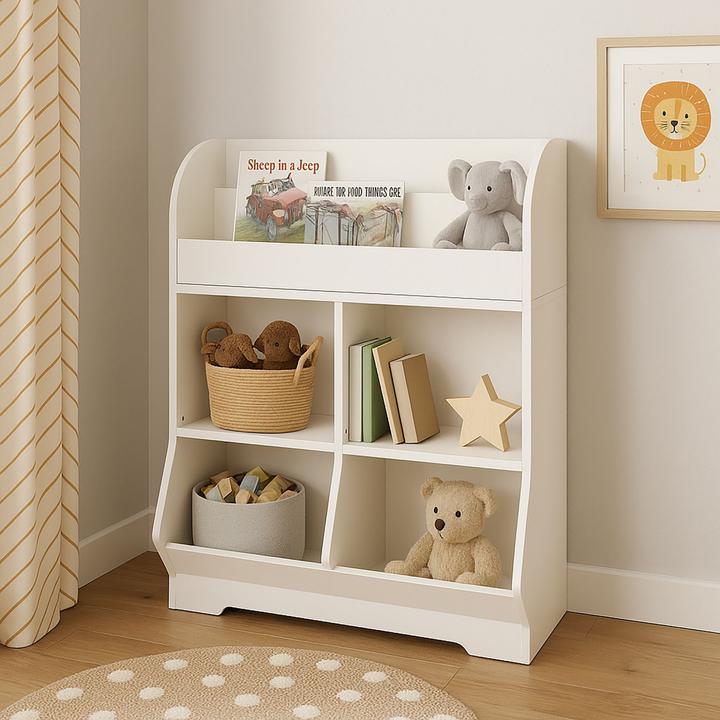 Actual product image Relaxdays - Kinderregal mit Buchablagen, Weiss, 89,5 x 67 x 30 cm (67 x 30 x 89.50 cm)