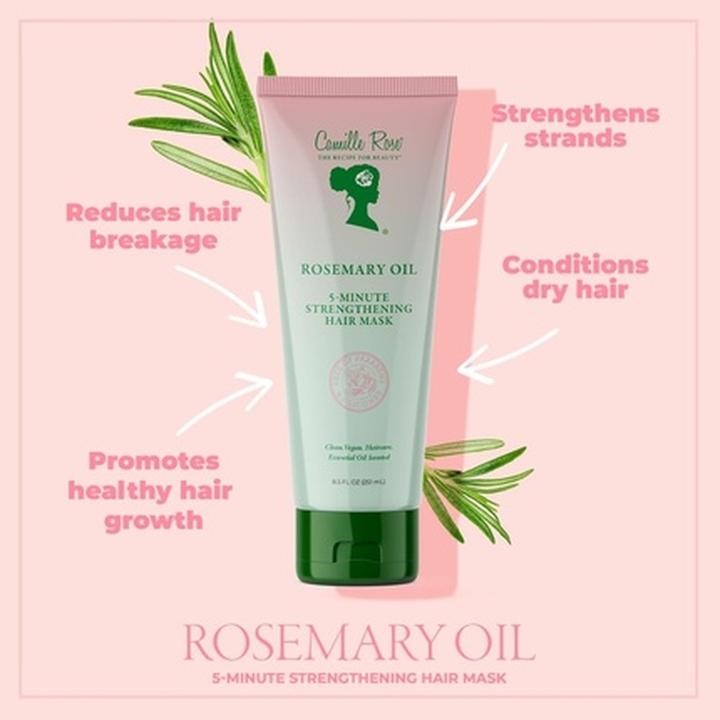 Image du produit Camille Rose Masque et après-shampoing renforçant en profondeur les cheveux à l'huile de romarin, avec ricin