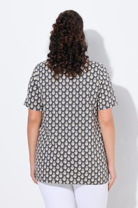 Produktbild Ulla Popken T-Shirt, A-Linie, V-Ausschnitt, Zierfalten, Halbarm (42, 44)